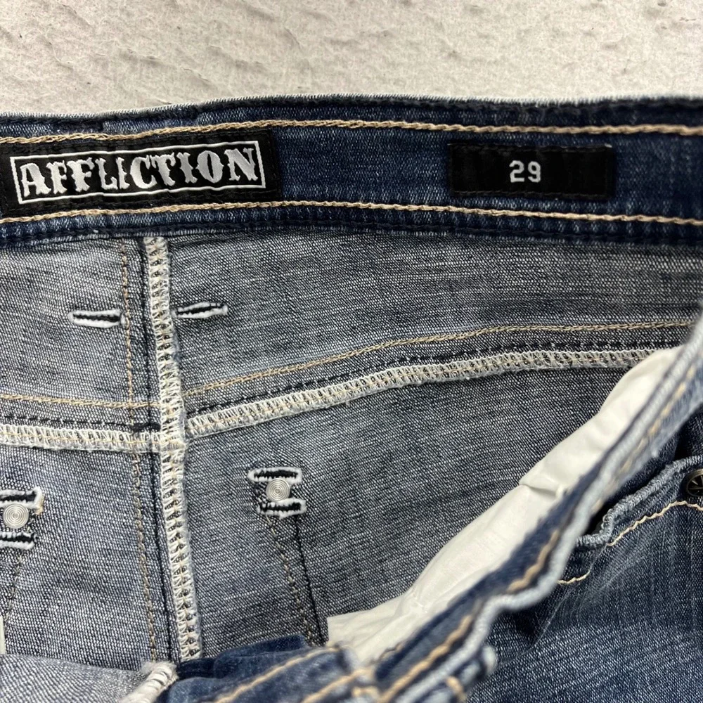 Affliction Cooper Devin Slim Straight Distressed Camo Jeans Mens 29 NWT 110CS125